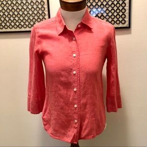 Talbots Irish Linen Top Salmon Size 2 Petite